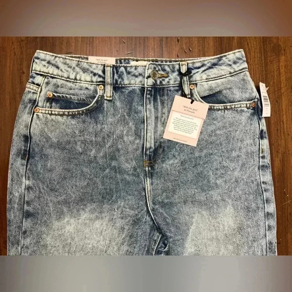 Avec Les Filles Cool Girl Distressed High Rise Straight Jeans 29 Workshop Blue - Picture 3 of 16